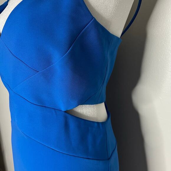 Laundry by Shelli Segal Royal Blue Knee-Length Dress Size 6 Side Cutouts V-Neck - Picture 8 of 11